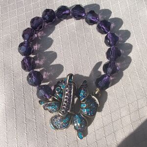 Heidi Daus Flower Bracelet Purple Blue Swarovski Beads